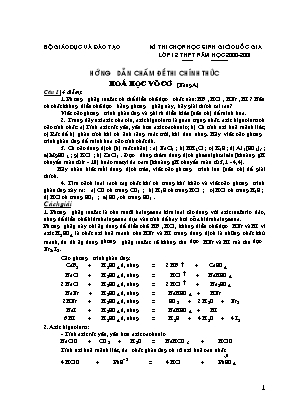 Kì thi chọn học sinh giỏi quốc gia môn Hóa học Lớp 12 THPT Năm học 2000-2001